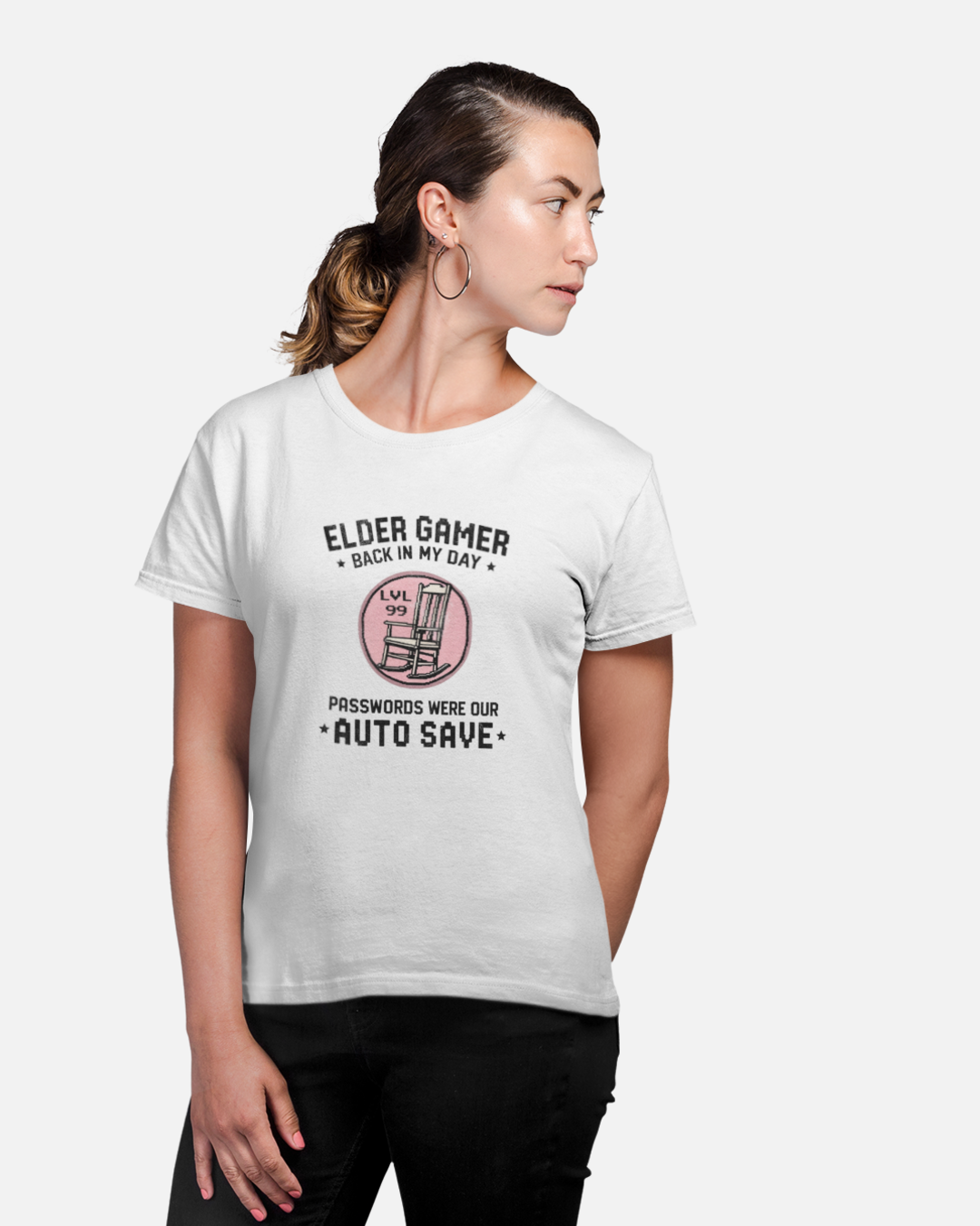 Elder Gamer: Passwords Womens White Crewneck