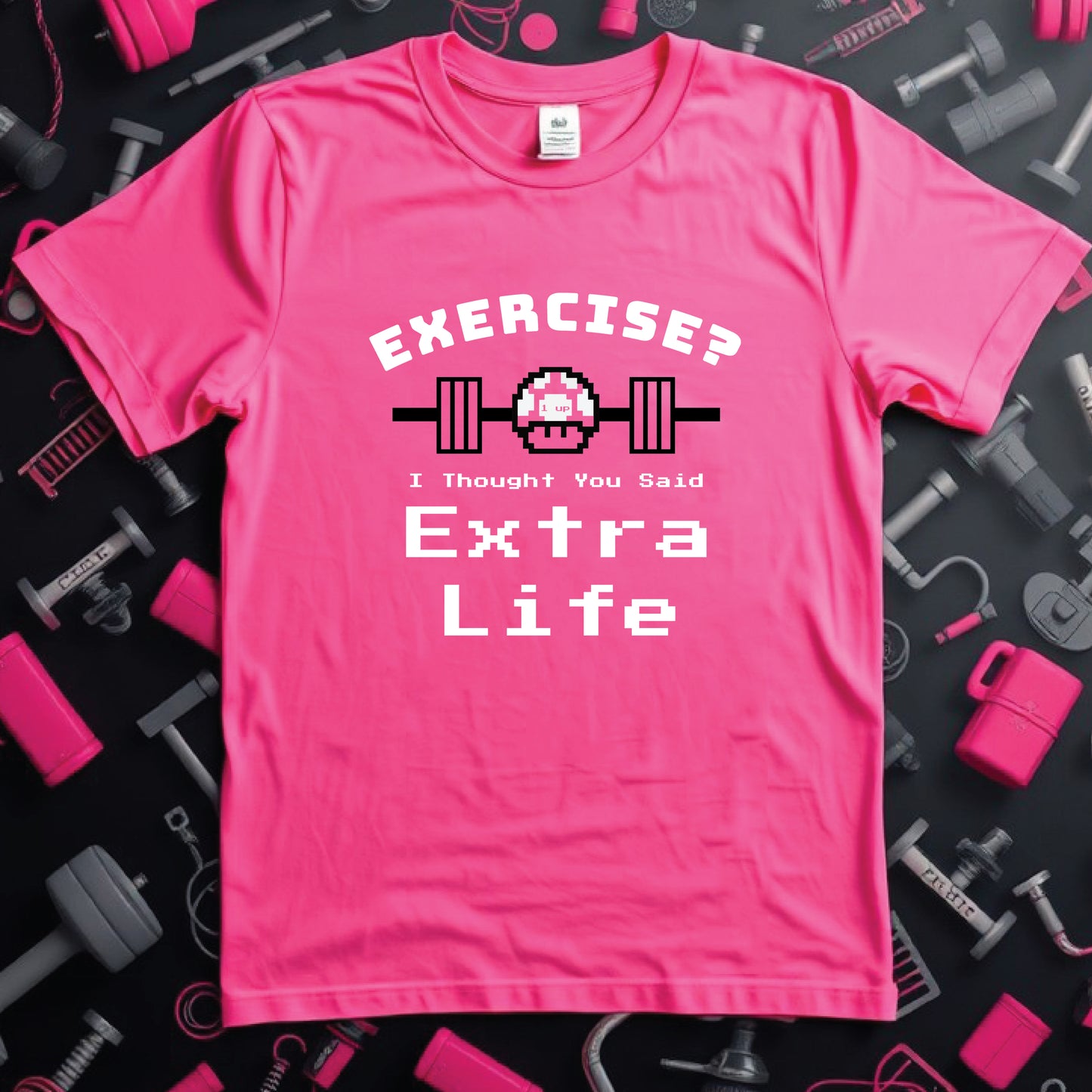 Extra Lives & Reps: Fun Gamer Fitness Crewneck T-shirt