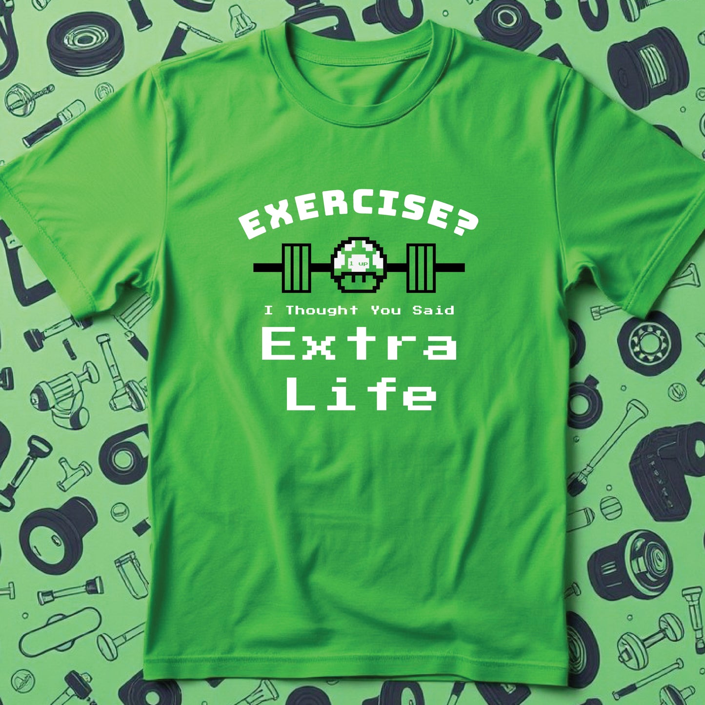 Extra Lives & Reps: Fun Gamer Fitness Crewneck T-shirt