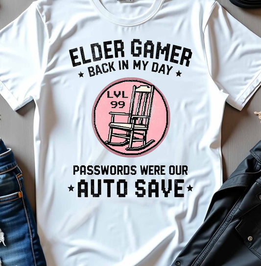 Elder Gamer: Passwords White Tee