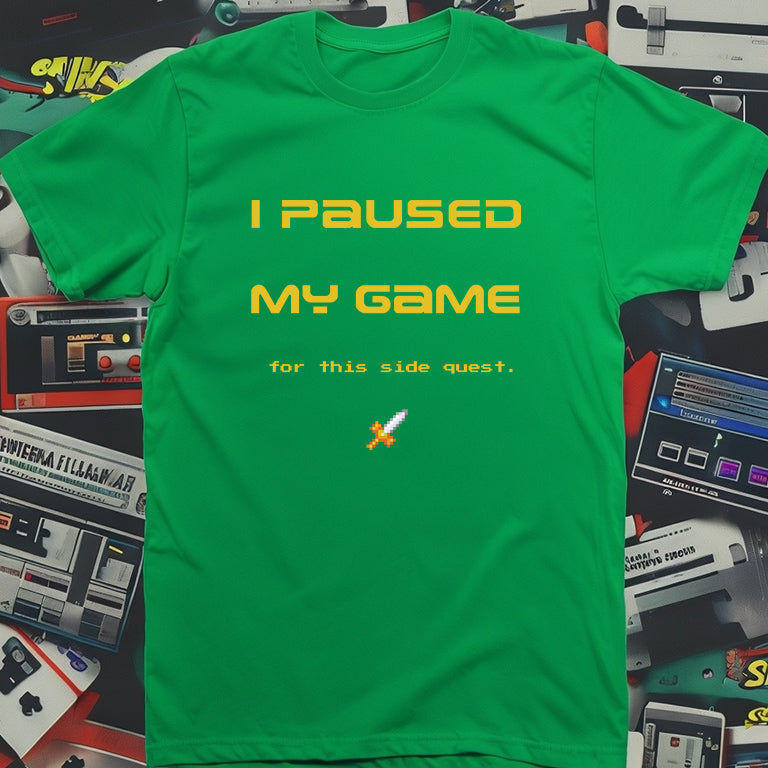 Paused Game for 8-Bit Sword Quest Crewneck T-shirt XL Graphic