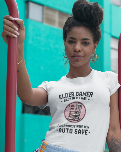 Elder Gamer: Passwords Womens White Crewneck