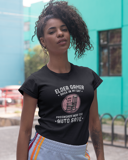 Elder Gamer: Passwords Womens Dark Crewneck